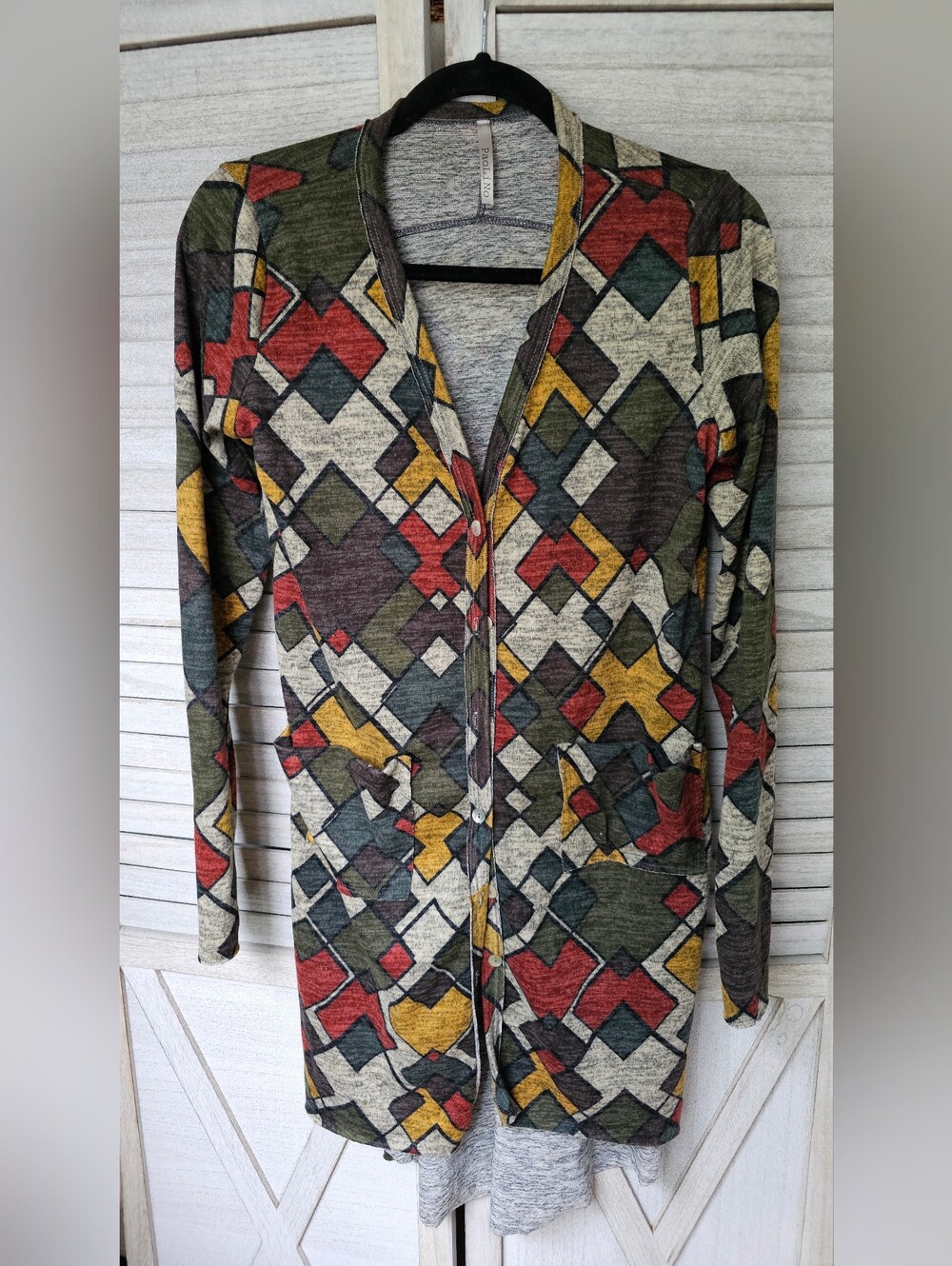 Paolino Geometric Print Button-Down Cardigan Sweater